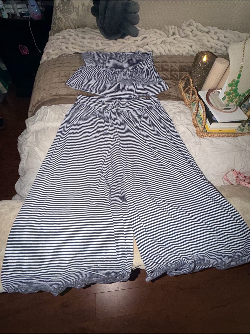 American Eagle Sunchaser knit Navy Wide-Leg (Medium) and babydoll tube top (XL)